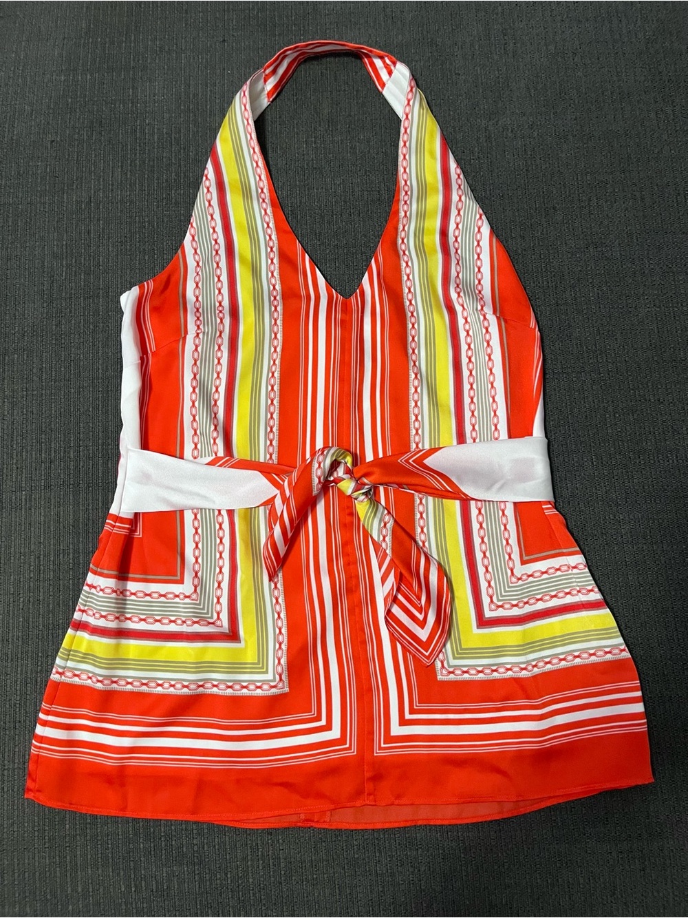 Ann Taylor Orange Striped Halter Top with Waist Tie Size 6/8